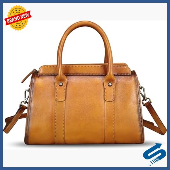 Large Genuine Leather Satchel with Adjustable Strap Top Handle Bag